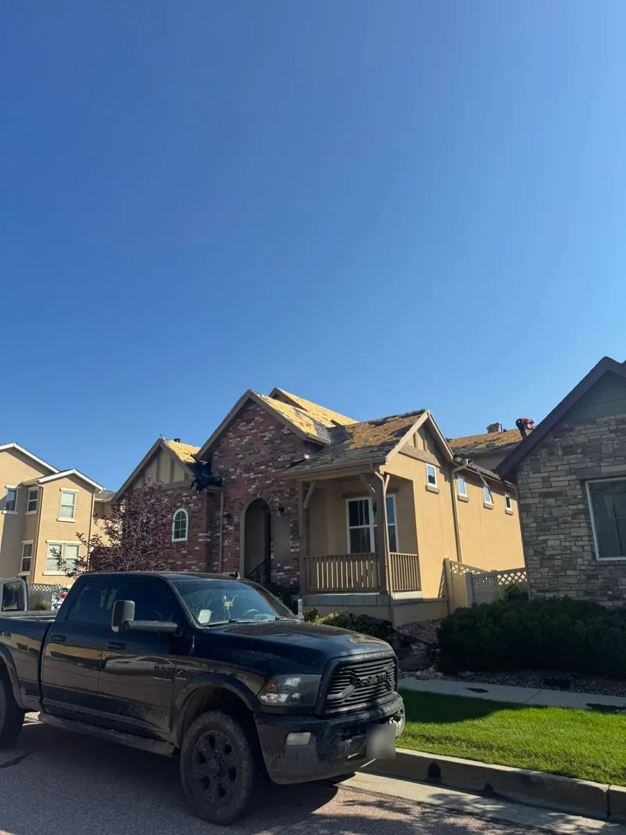 Tear-off in progress on a Colorado Springs home