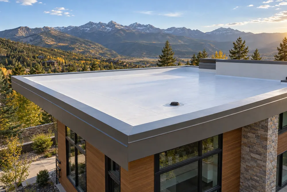 Flat roof on a modern home